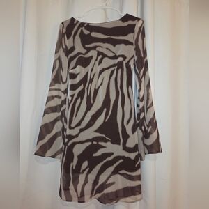 Elegant Zebra Print Long Sleeve Dress